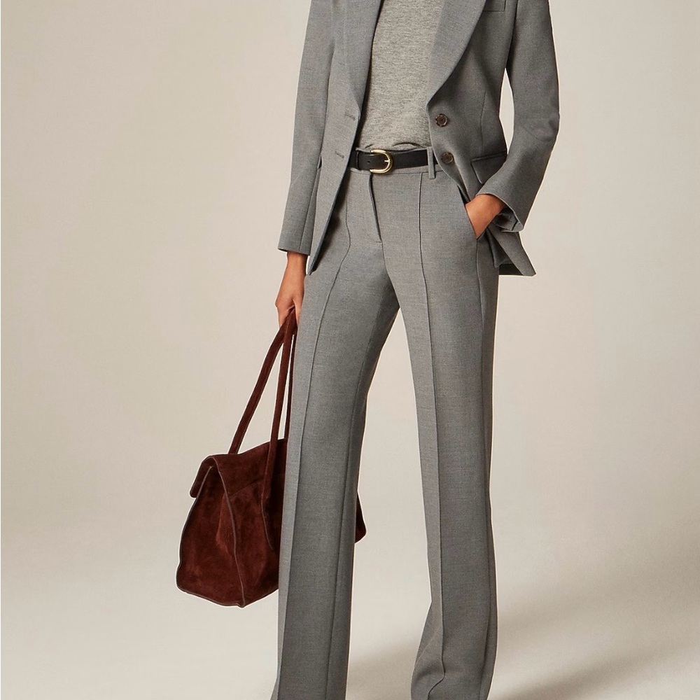J. Crew Natalia Pant in Four-Season Stretch  - Gray Tailored High-Rise Trousers
